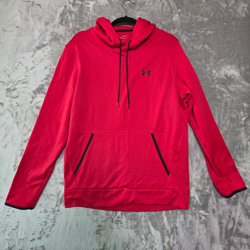 Under Armour Mens ColdGear Loose Fit Pullover Hoodie Red Large 1320737